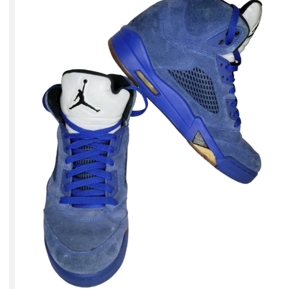 Nike Air Jordan 5 Retro Blue Suede 2017 136027-401 Shoes Sneakers Sz. 9